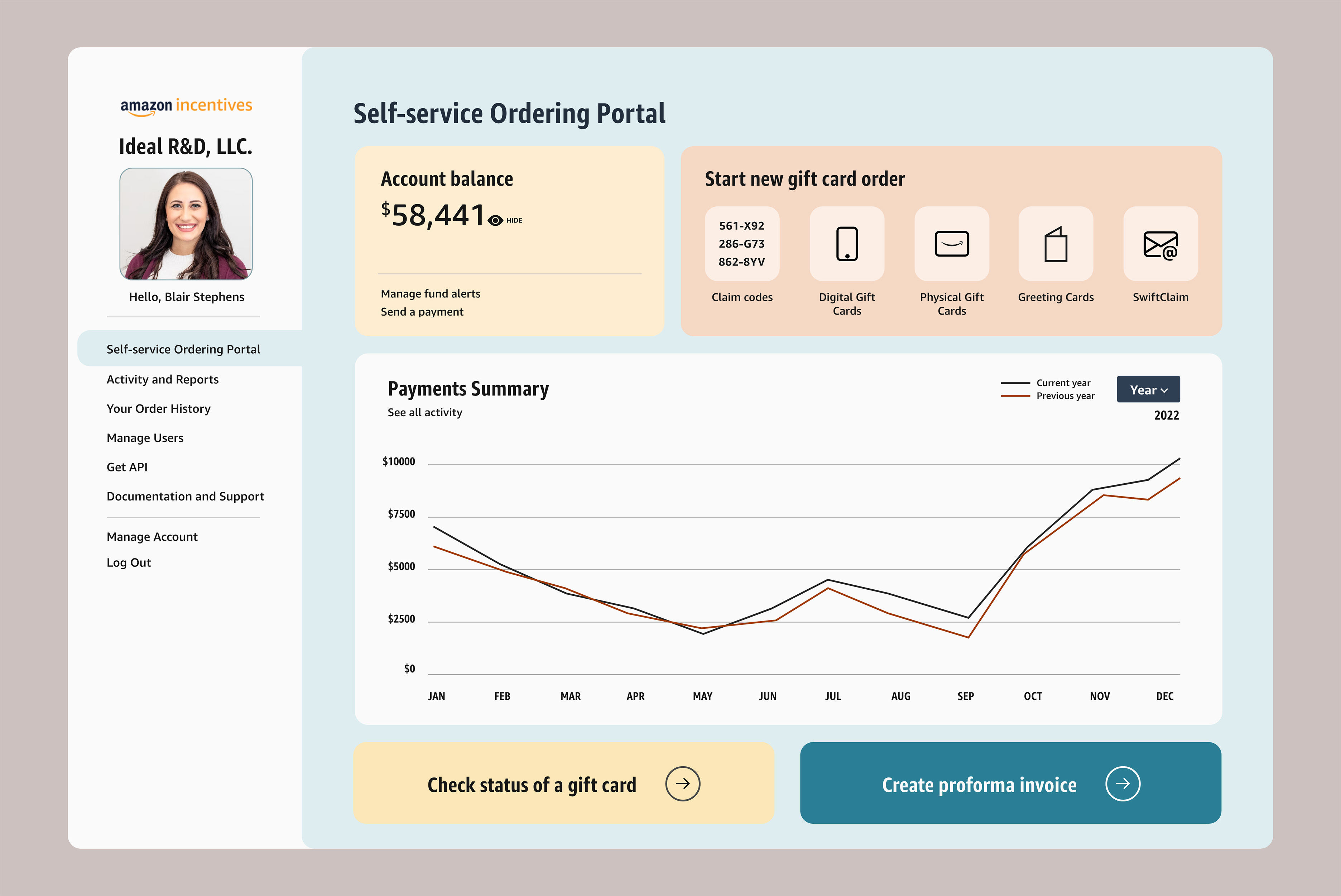 Full view of desktop experience of redesign of ordering portal
