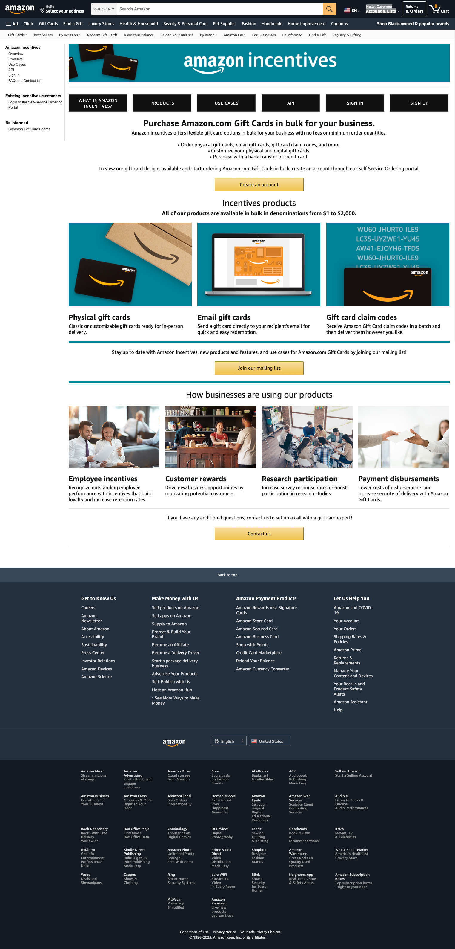 before, after, and future states of gift cards landing page