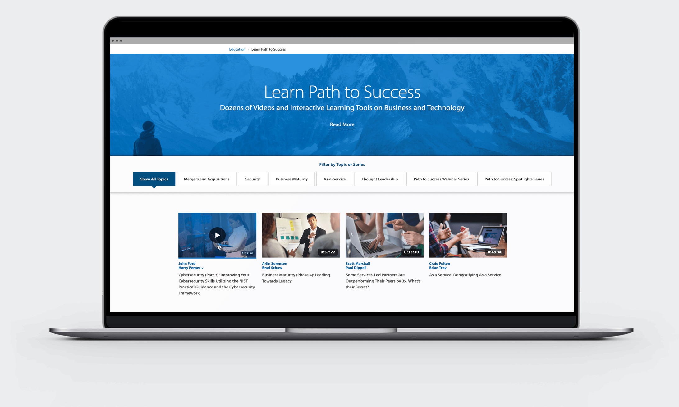 laptop featuring Path to Success Page Layout